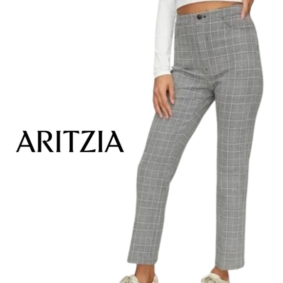 SUNDAY BEST Aritzia Best Freshman Check Pants Black White - Size 0 - Picture 1 of 15